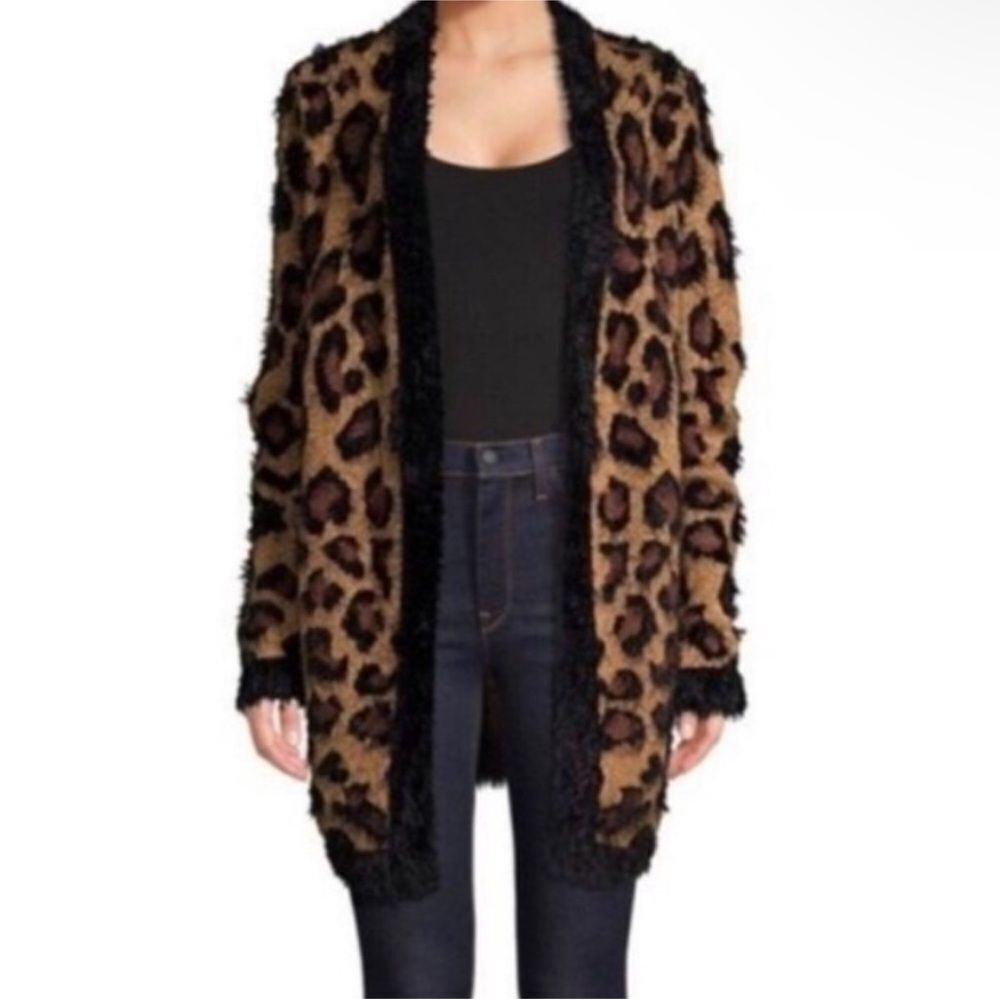 LORD & TAYLOR | Animal Print Eyelash Knit Open Front Cardigan Women’s Size M